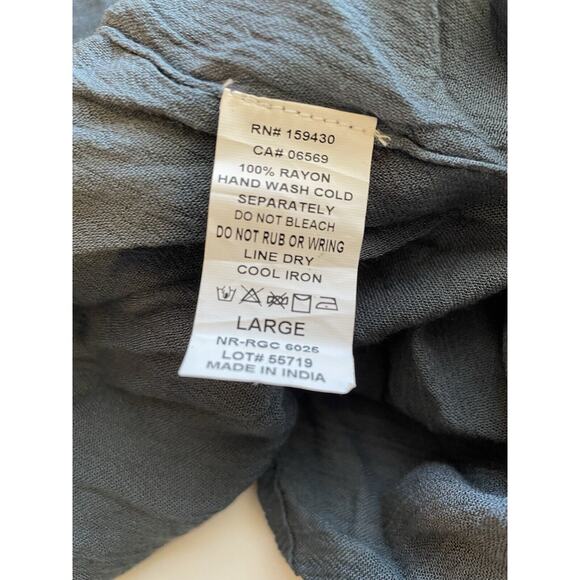 Elan Blue Tie Front Crochet Kimono Sleeve Beach Cover Up Sz L - Picture 7 of 7